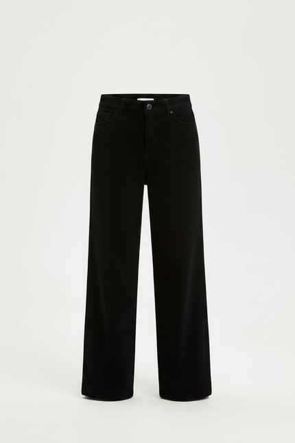 Pantalon Chinois Noir Côtelé Ample Confortable Fille - Cordé - vue 3