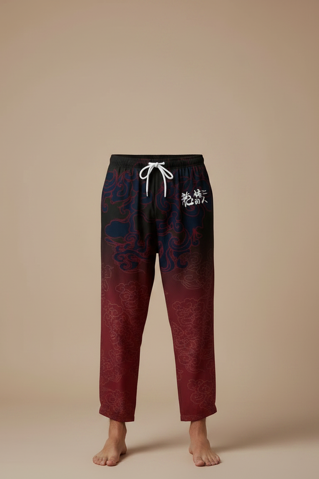 Pantalon Chinois Harem Dragon Rouge Noir Dégradé - Multicolore Polyester - vue 3