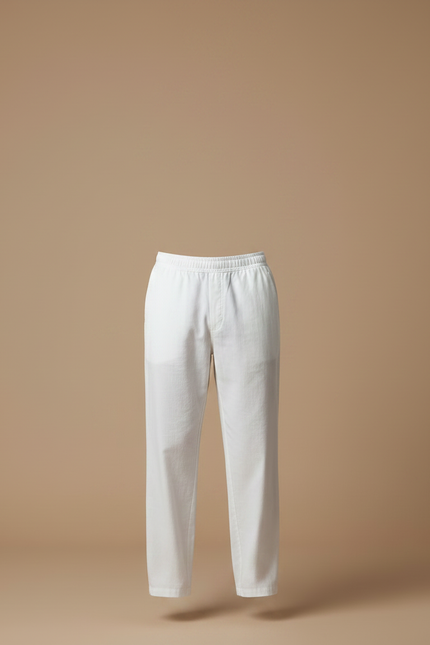 Pantalon Chinois Blanc Ample Coton Élastiqué Homme - vue 3