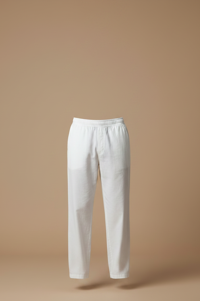 Pantalon Chinois Blanc Ample Coton Élastiqué Homme - vue 3