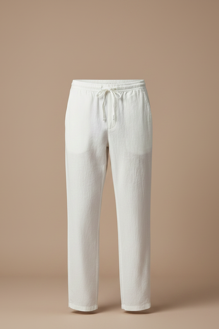 Pantalon Chinois Blanc Lin Ample Léger Homme - vue 3