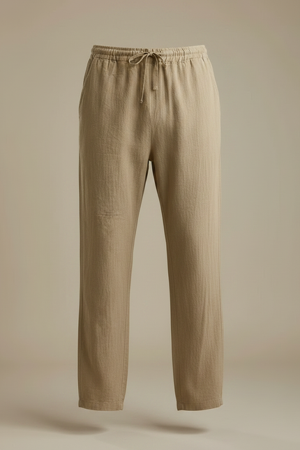 Pantalon Chinois Kaki Lin Ample Cordon Décontracté - vue 3