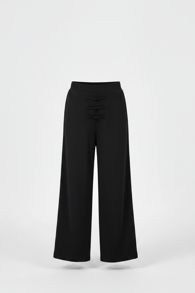 Pantalon Chinois Noir Ample Unisexe Traditionnel - Polyester - vue 3