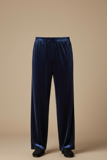 Pantalon Chinois Velours Bleu Ample Décontracté Homme - Marine - vue 3