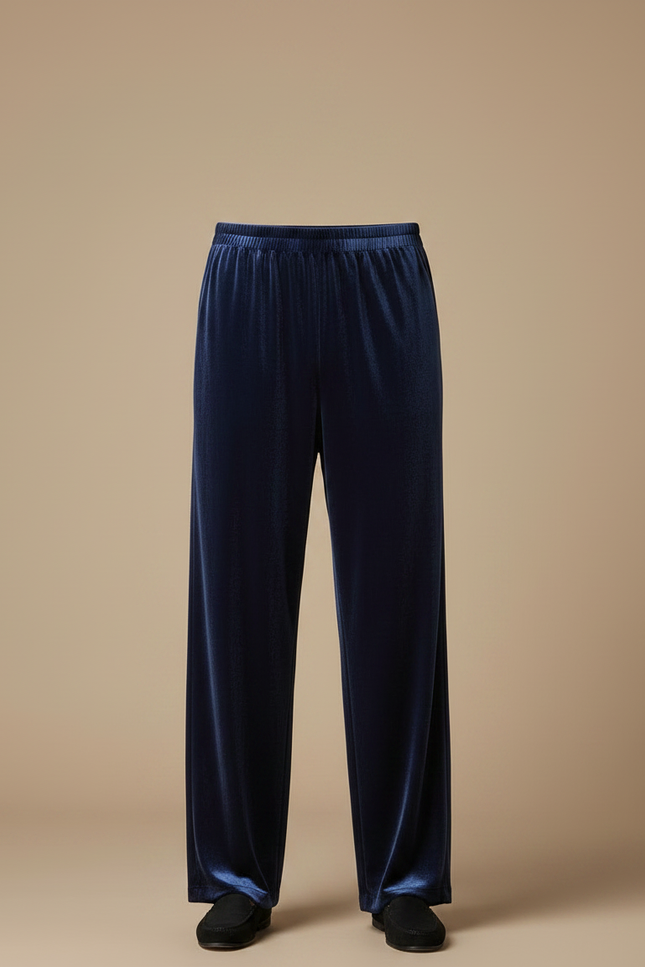 Pantalon Chinois Velours Bleu Ample Décontracté Homme - Marine - vue 3