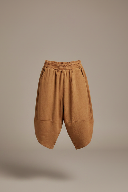 Pantalon Chinois Harem Coton Ample Garçon Marron - vue 3