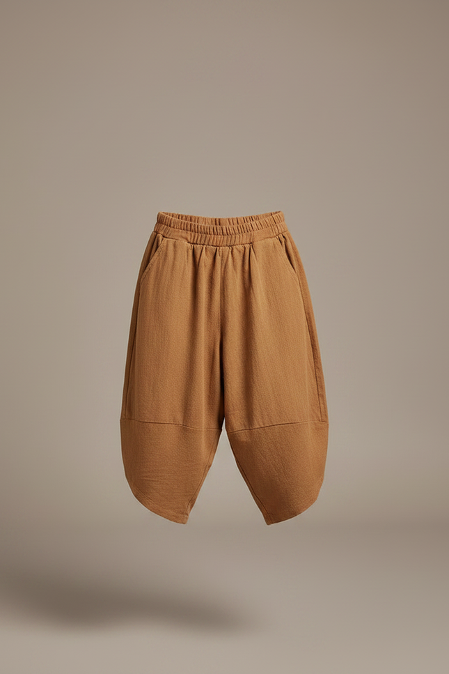 Pantalon Chinois Harem Coton Ample Garçon Marron - vue 3