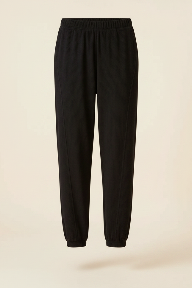 Pantalon Chinois Noir Côtelé Ample Confortable - Cordé - vue 3