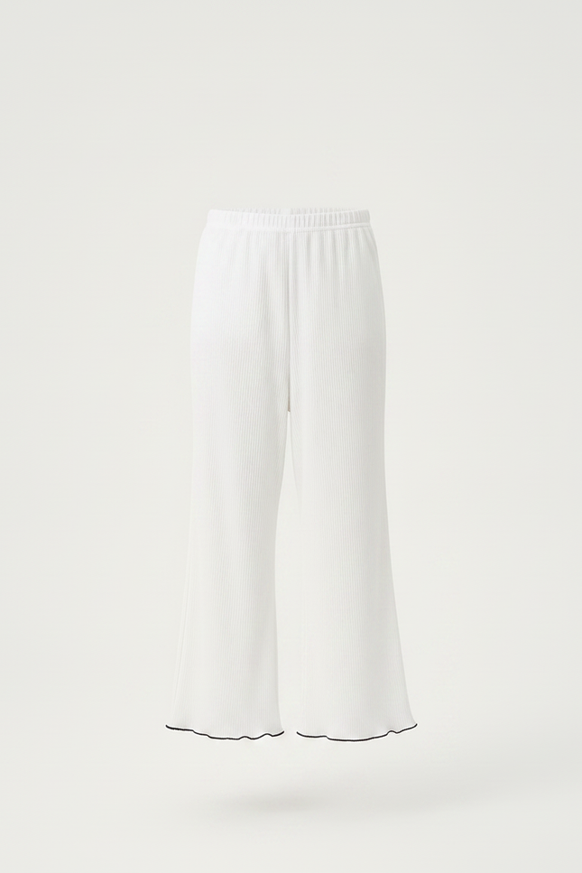 Pantalon Chinois Blanc Plissé Ample Ondulé Fille - Maille - vue 3