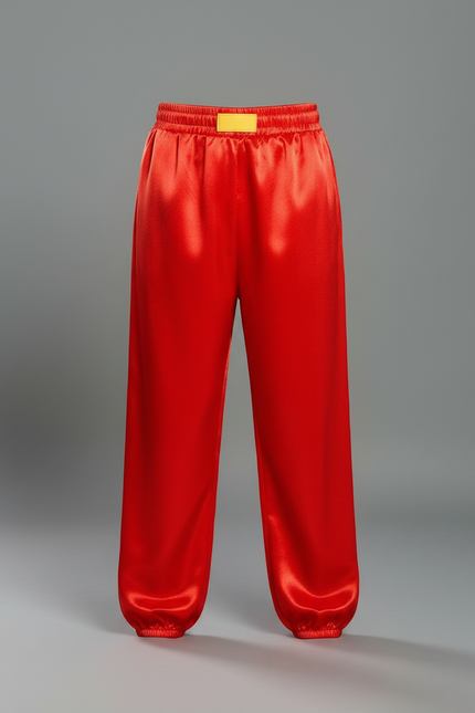 Pantalon Chinois Rouge Satiné Ample Élastique Enfant - vue 3