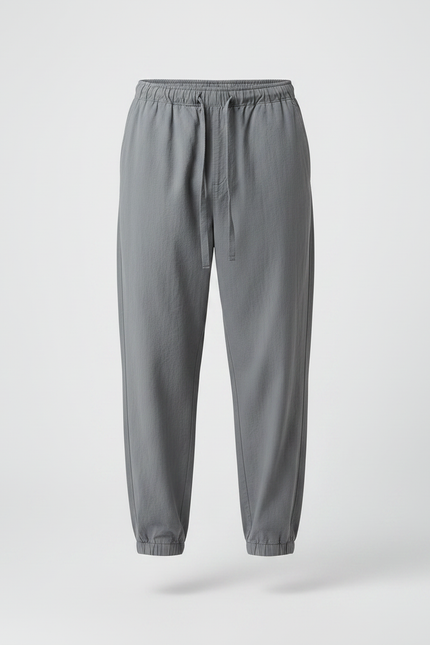 Pantalon Chinois Gris Coton Ample Décontracté Homme - vue 3