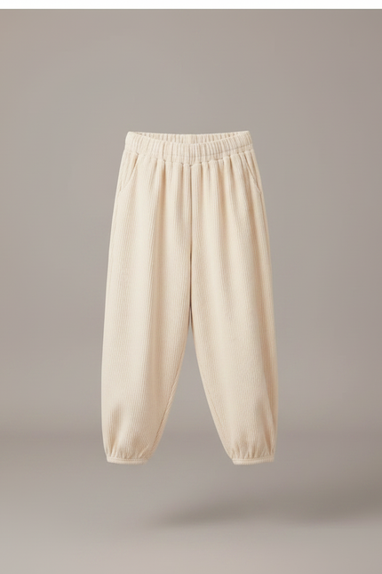 Pantalon Chinois Beige Côtelé Ample Confortable Enfant - Cordé - vue 3