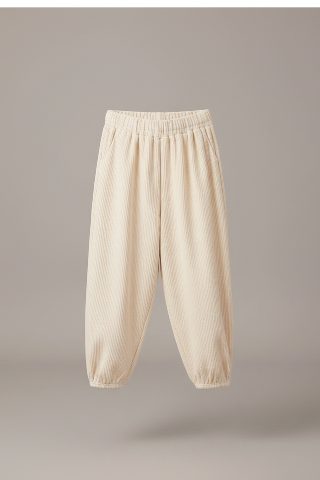 Pantalon Chinois Beige Côtelé Ample Confortable Enfant - Cordé - vue 3