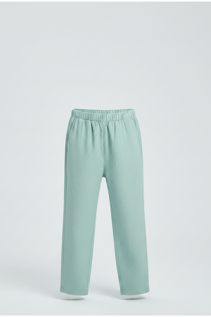 Pantalon Chinois Vert Clair Ample Lin Enfant Doux - vue 3