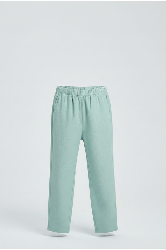 Pantalon Chinois Vert Clair Ample Lin Enfant Doux - vue 3