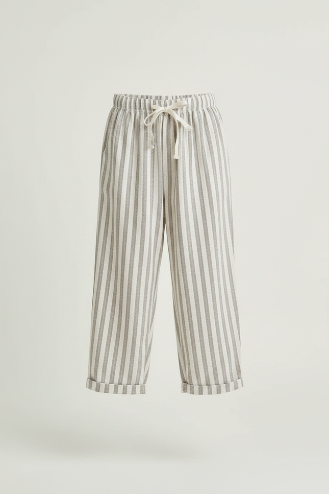 Pantalon Chinois Rayé Beige Ample Coton Enfant - vue 3