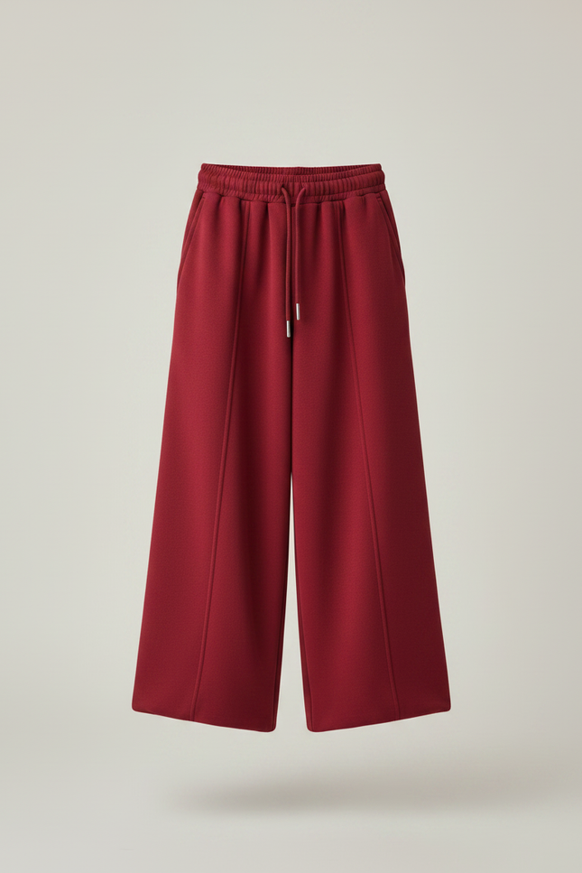 Pantalon Chinois Rouge Ample Molletonné Élastique Enfant - Bordeaux - vue 3