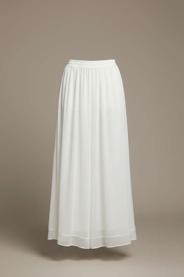 Pantalon Chinois Blanc Fluide Ample Taille Haute Femme - Polyester - vue 3
