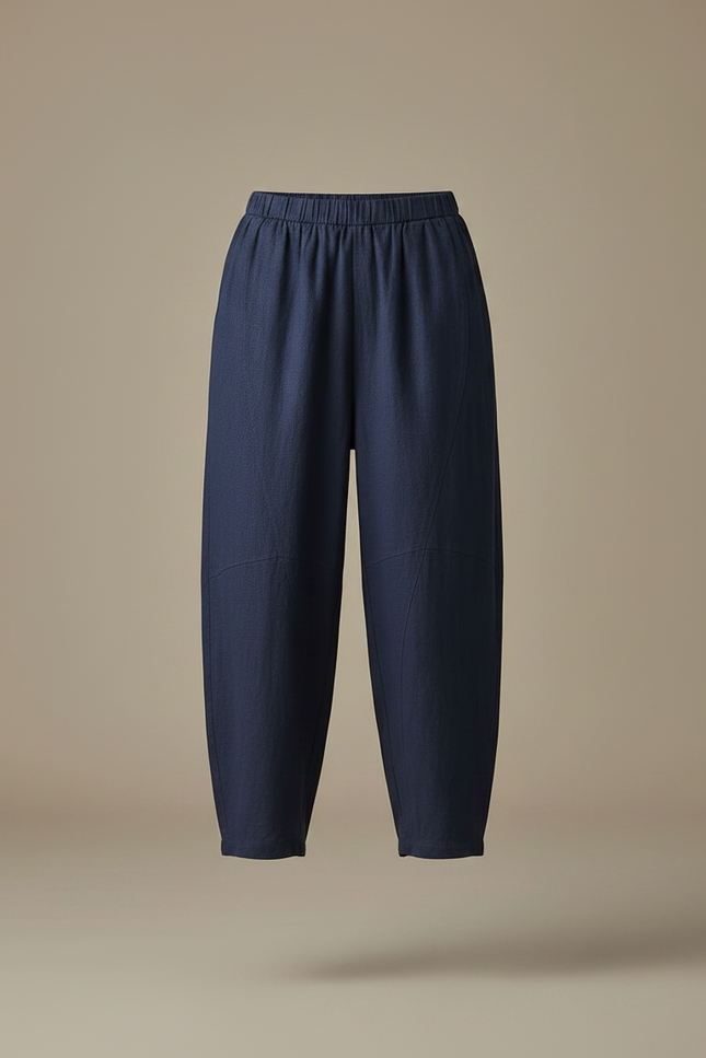 Pantalon Chinois Bleu Marine Ample Lin Coton Estival - vue 3