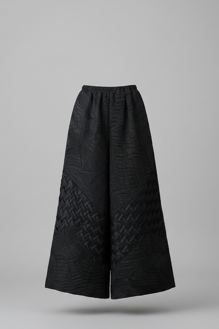 Pantalon Chinois Noir Ample Texturé Élégant Femme - Polyester - vue 3
