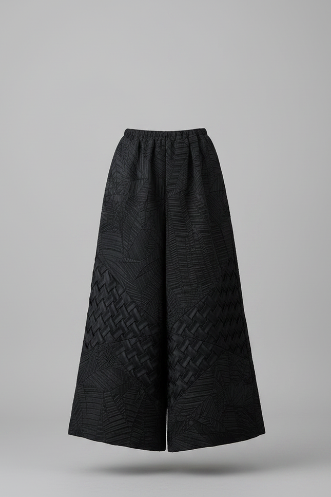 Pantalon Chinois Noir Ample Texturé Élégant Femme - Polyester - vue 3