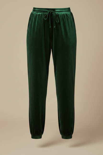 Pantalon Chinois Velours Vert Émeraude Jogger Femme - vue 3