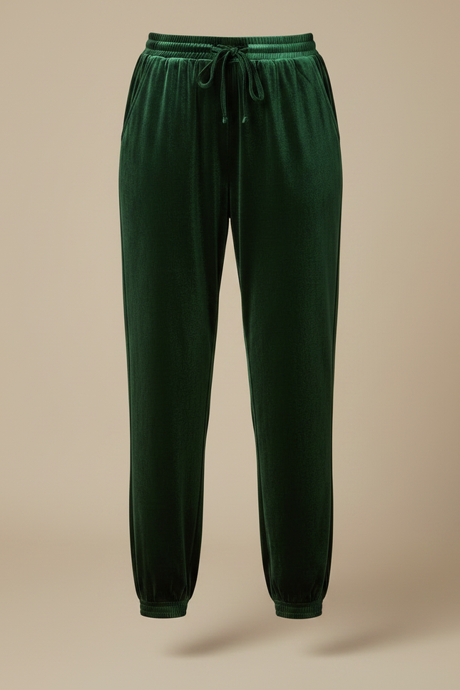Pantalon Chinois Velours Vert Émeraude Jogger Femme - vue 3