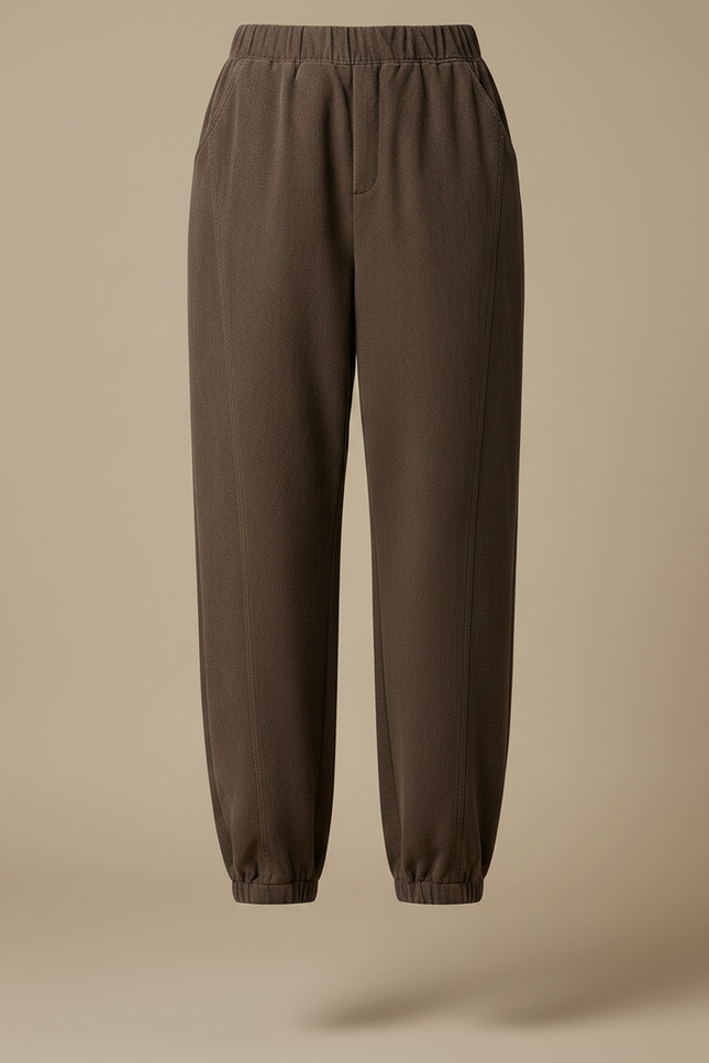 Pantalon Chinois Marron Ample Élastique Confortable Femme - Cordé - vue 3