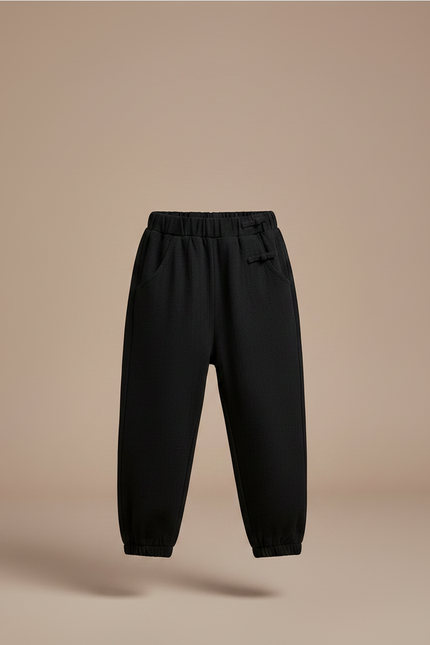 Pantalon Chinois Noir Ample Élastique Confortable Enfant - Molleton - vue 3
