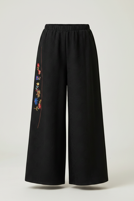 Pantalon Chinois Fille Noir Ample Coton - Toile - vue 3