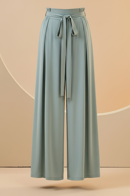Pantalon Chinois Fluide Ample Ceinturé Vert Femme - Viscose - vue 3