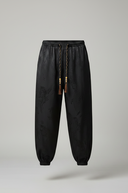 Pantalon Chinois Soie - Noir - vue 3