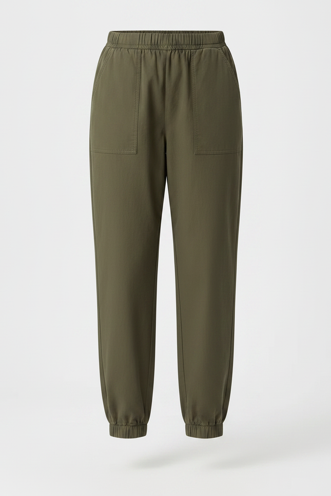 Pantalon Chinois Kaki Ample Élastique Cargo Femme - Gabardine - vue 3