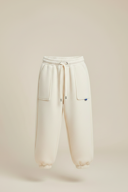 Pantalon Chinois Crème Polaire Ample Décontracté Enfant - Beige Molleton - vue 3