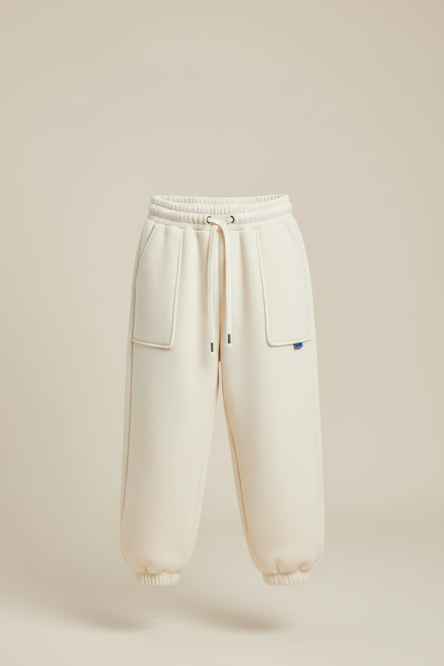 Pantalon Chinois Crème Polaire Ample Décontracté Enfant - Beige Molleton - vue 3