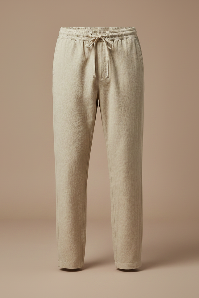 Pantalon Chinois Beige Lin Ample Décontracté Homme - vue 3