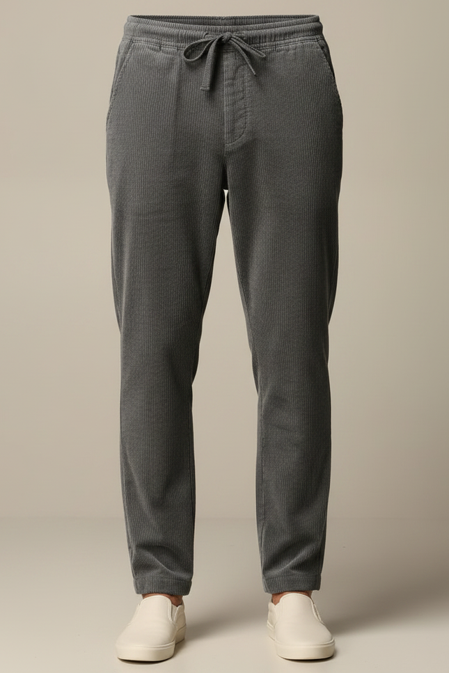 Pantalon Chinois Gris Côtelé Décontracté Homme - Cordé - vue 3
