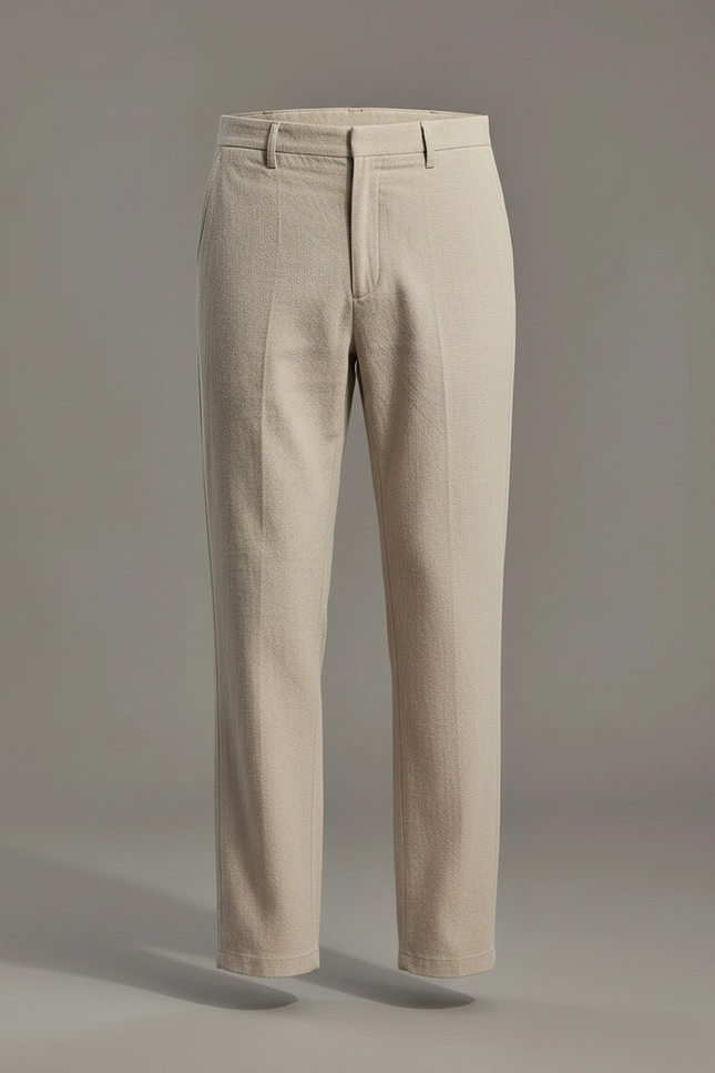 Pantalon Chinois Beige Droit Coton Lin Décontracté Homme - vue 3