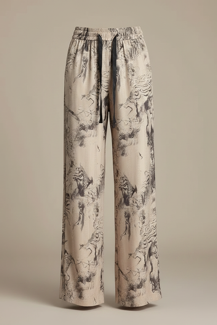 Pantalon Chinois Imprimé Fluide Ample Décontracté Soie - vue 3