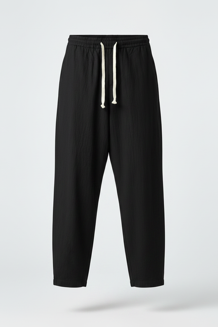 Pantalon Chinois Homme Noir Sarouel Lin - vue 3