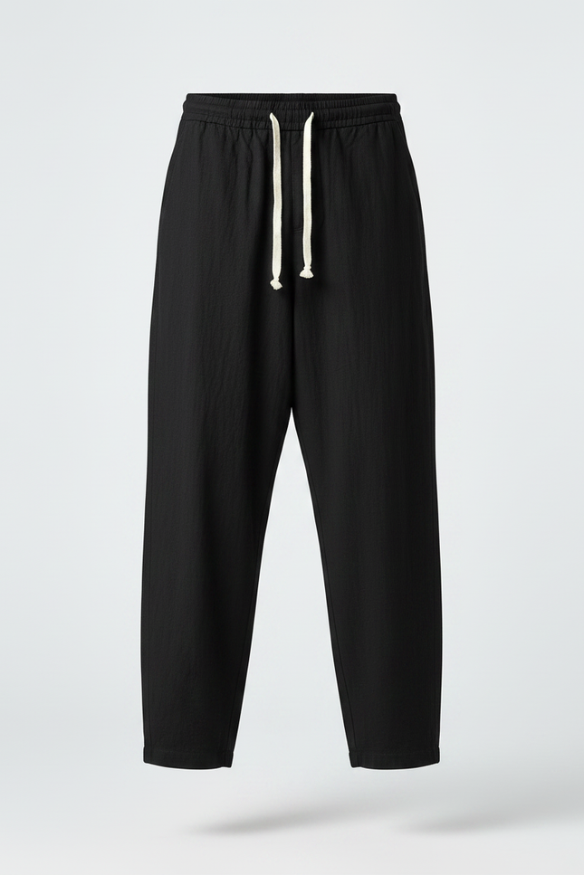 Pantalon Chinois Homme Noir Sarouel Lin - vue 3