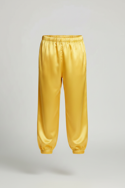 Pantalon Chinois Jaune Satiné Ample Enfant Élastiqué - vue 3