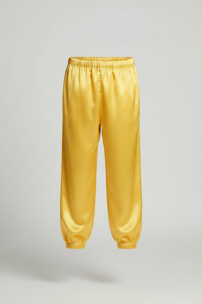 Pantalon Chinois Jaune Satiné Ample Enfant Élastiqué - vue 3