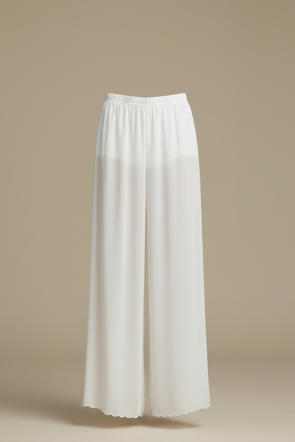 Pantalon Chinois Blanc Fluide Chiffon Ample Femme - Soie - vue 3