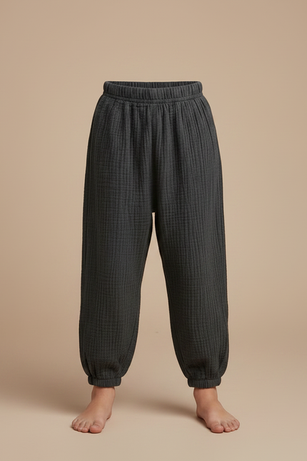 Pantalon Chinois Gris Coton Plissé Ample Enfant - vue 3