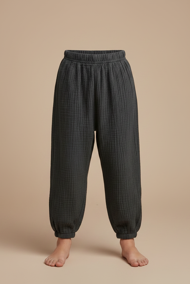 Pantalon Chinois Gris Coton Plissé Ample Enfant - vue 3