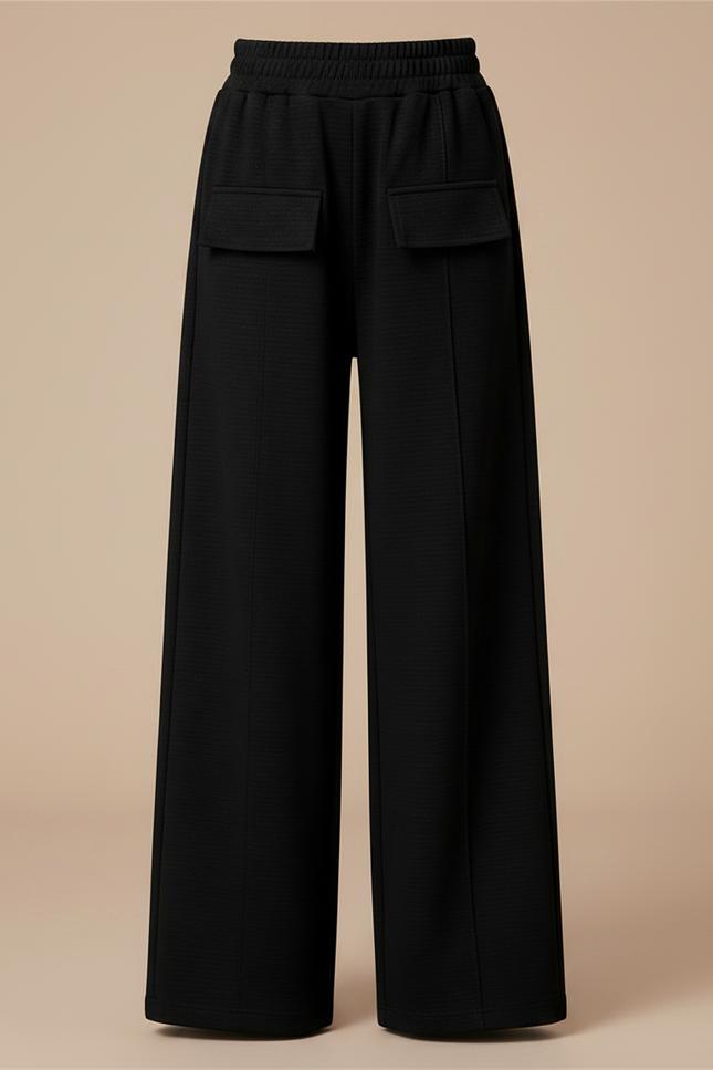 Pantalon Chinois Noir Ample Décontracté Enfant Taille Haute - Molleton - vue 3