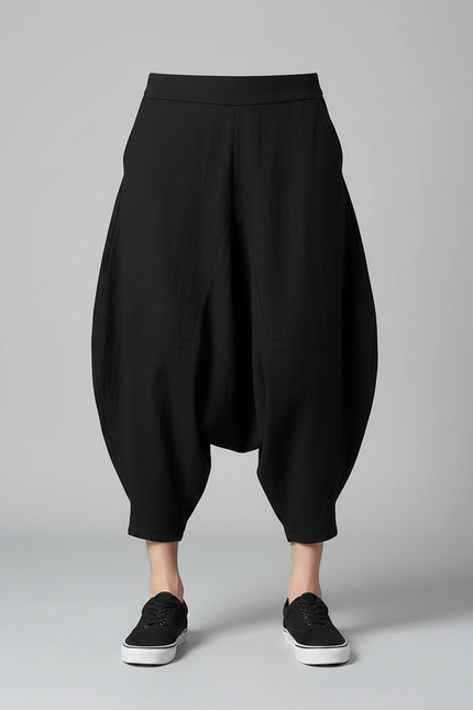 Pantalon Chinois Noir Ample Coton Homme Décontracté - vue 3