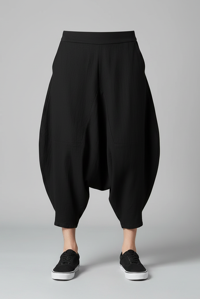 Pantalon Chinois Noir Ample Coton Homme Décontracté - vue 3