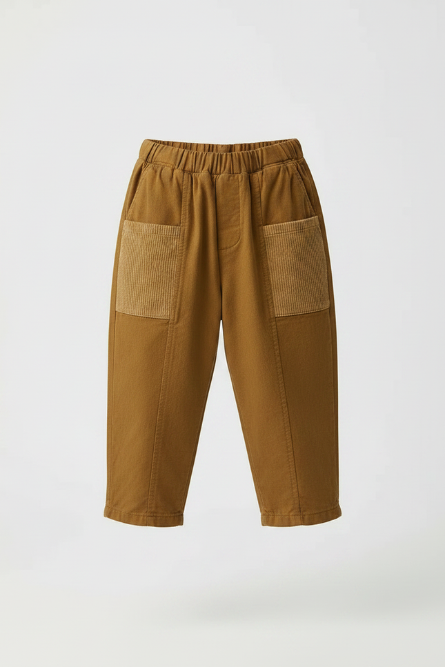 Pantalon Chinois Marron Côtelé Ample Garçon Décontracté - Cordé - vue 3